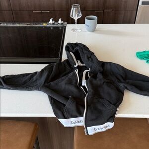 Calvin Klein Black Hoodie with White Logo Hem